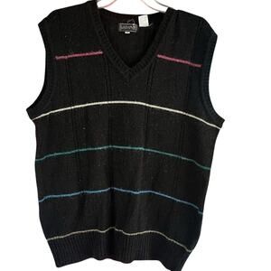 Vintage Lazarus Pullover V-Neck Sweater Vest Grandpa Dad Stripes Size Large